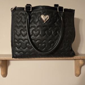 Betsey Johnson Black Quilted Heart Tote